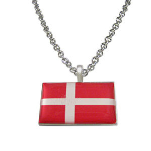 Denmark Flag Pendant Unisex Necklace